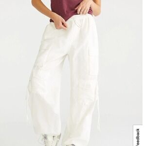 Aeropostale Womens Parachute Cargo Pants Drawstring Beige Sz Small‎ Gorpcore Y2K
